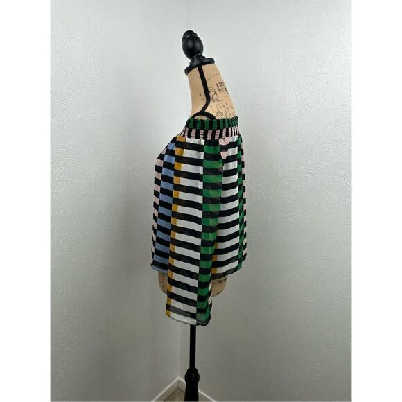 Bar Iii Women’s Multi-Colors Off-the-Shoulder Bell-Sleeve Blouse Size Small - Picture 2 of 12